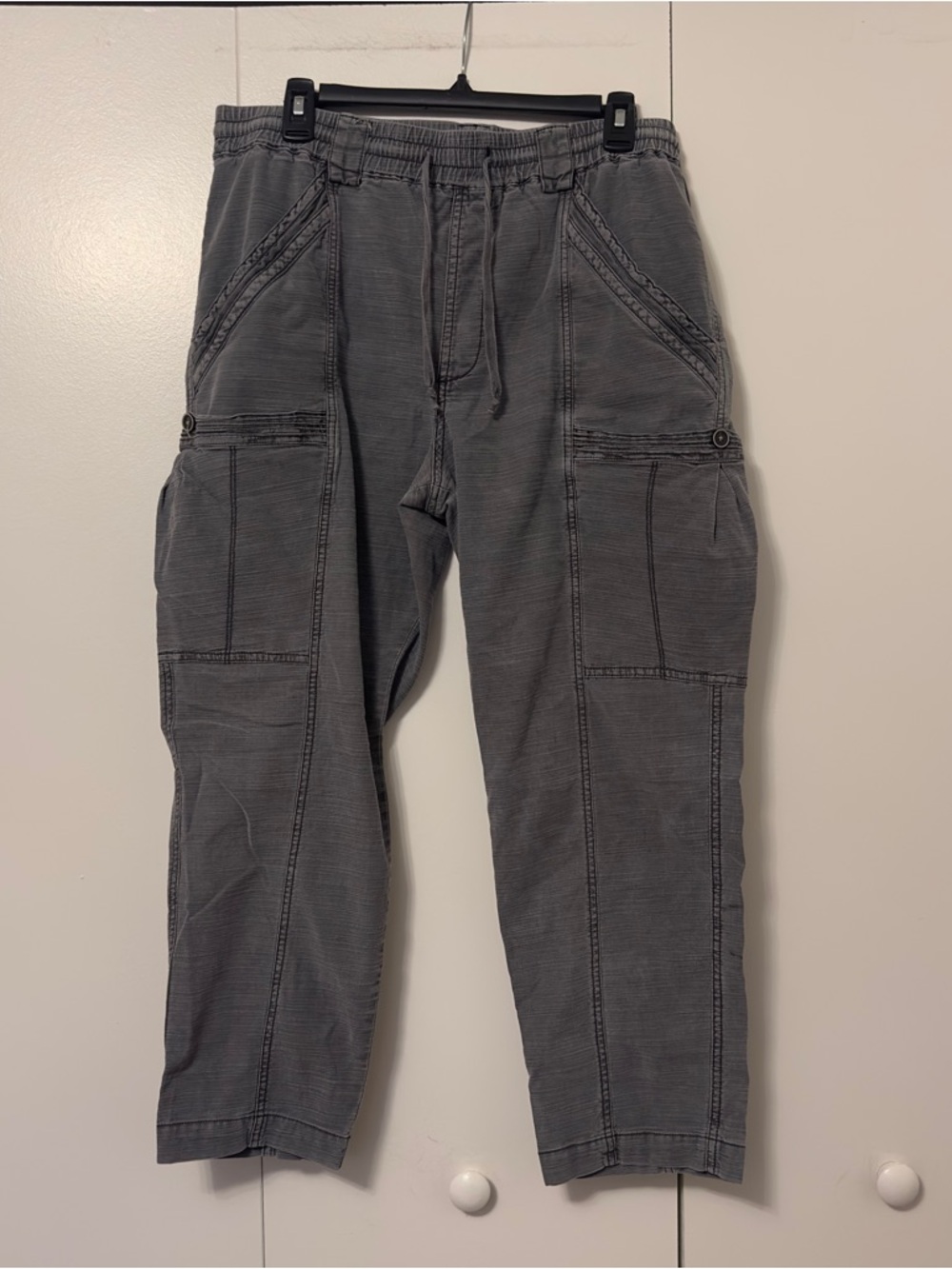 By Anthropologie Gray Cargo Jogger Pants | Adjustable Waist